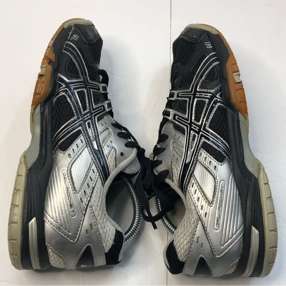 Asics Shoes Womens Size 8 Volleyball Gel Rocket 7 Athletic B257N Black Gray